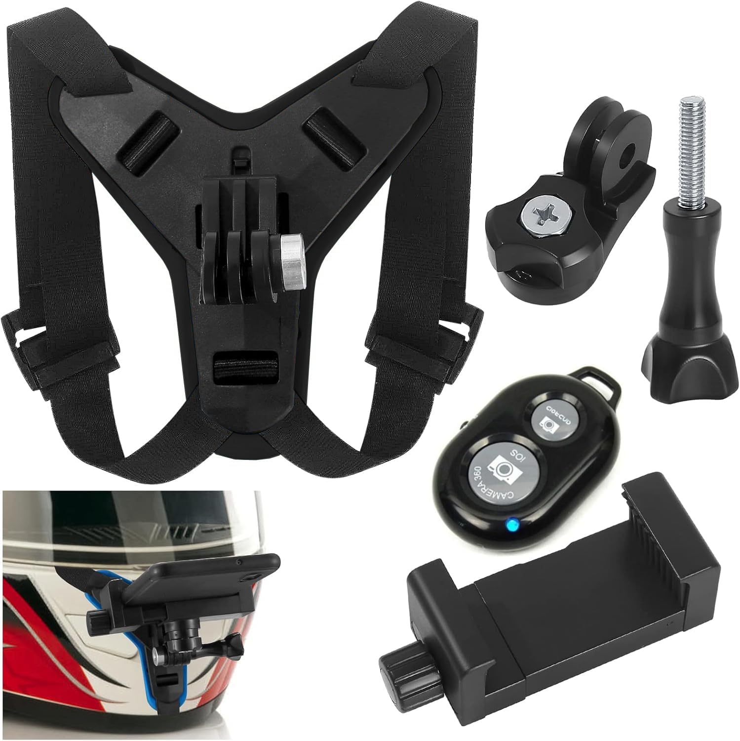 Uzaktan Kumandalı Aksiyon Kamera ve Telefon Tutucu Kask Aparatı Gezi Seyahat ve Sürüşlerde Kullanmak için Cep Telefonu Kask Tutucu (Tüm modeller İle Uyumlu) | X002
