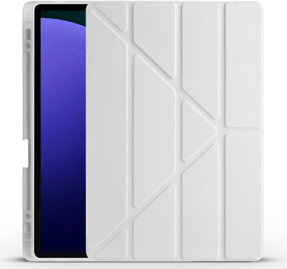Galaxy ile uyumlu Tab S10 Plus Kılıf Tri Folding Kalem Bölmeli Standlı Kılıf Gri