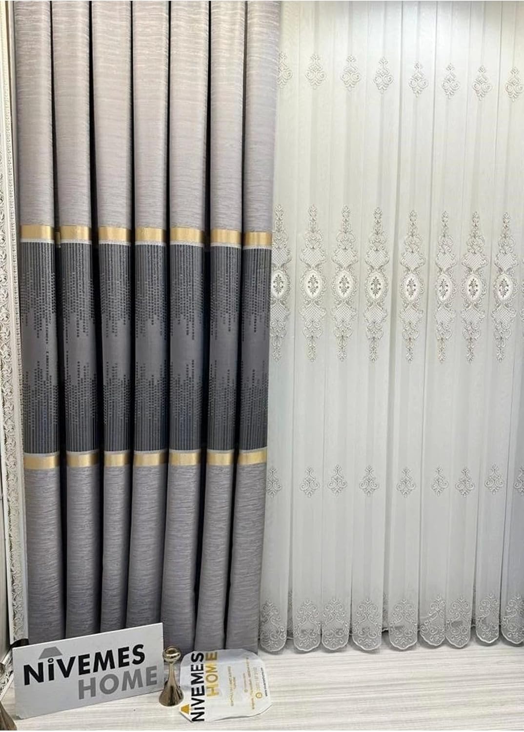 Amasra Ft614164 V-5403 Gri 1/3 Sık Pileli Fon Perde Apm