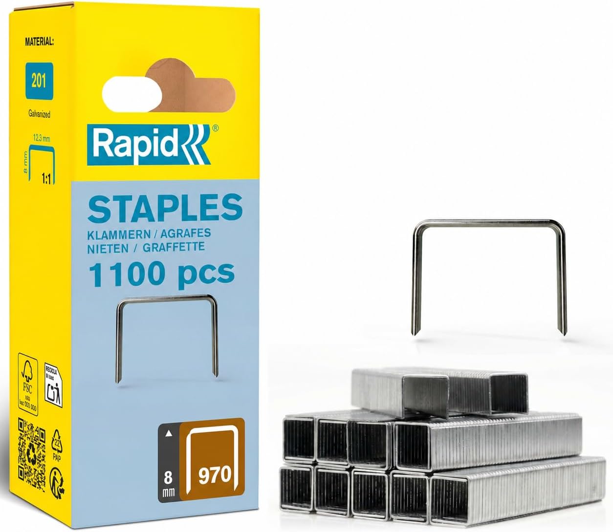 Zımba teli Tip 970, 8 mm zımba, 1.120 adet, Black & Decker el ve elektrikli zımba makineleri için düz tel kıskaçlar