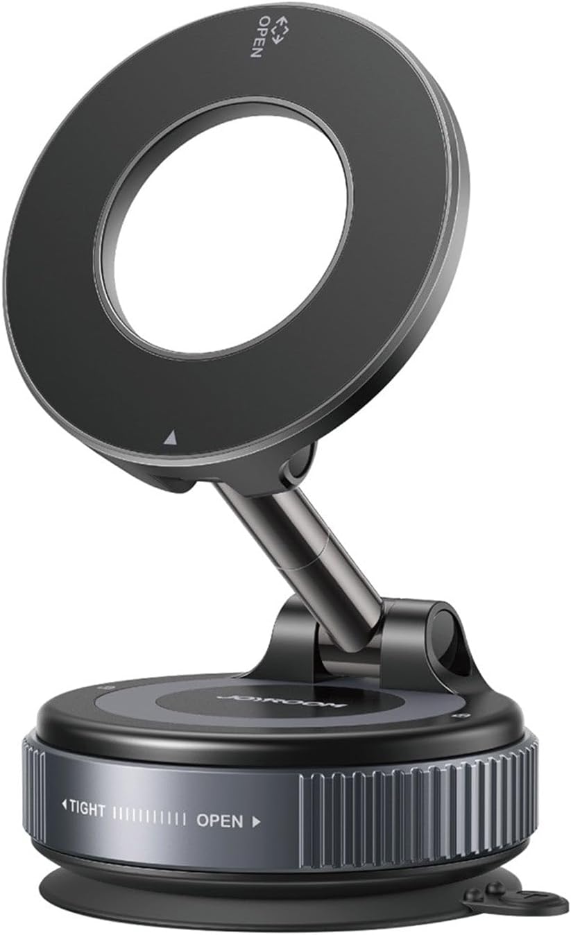 Magsafe Car Mount, Vacuum Car Phone Mount with Strong Magnet, 360° Metal Strut Suction Cup Phone Mount for iPhone 17 Pro Max/16 15 14 13 12 Series& Android Magsafe Case, Black Siyah Standart