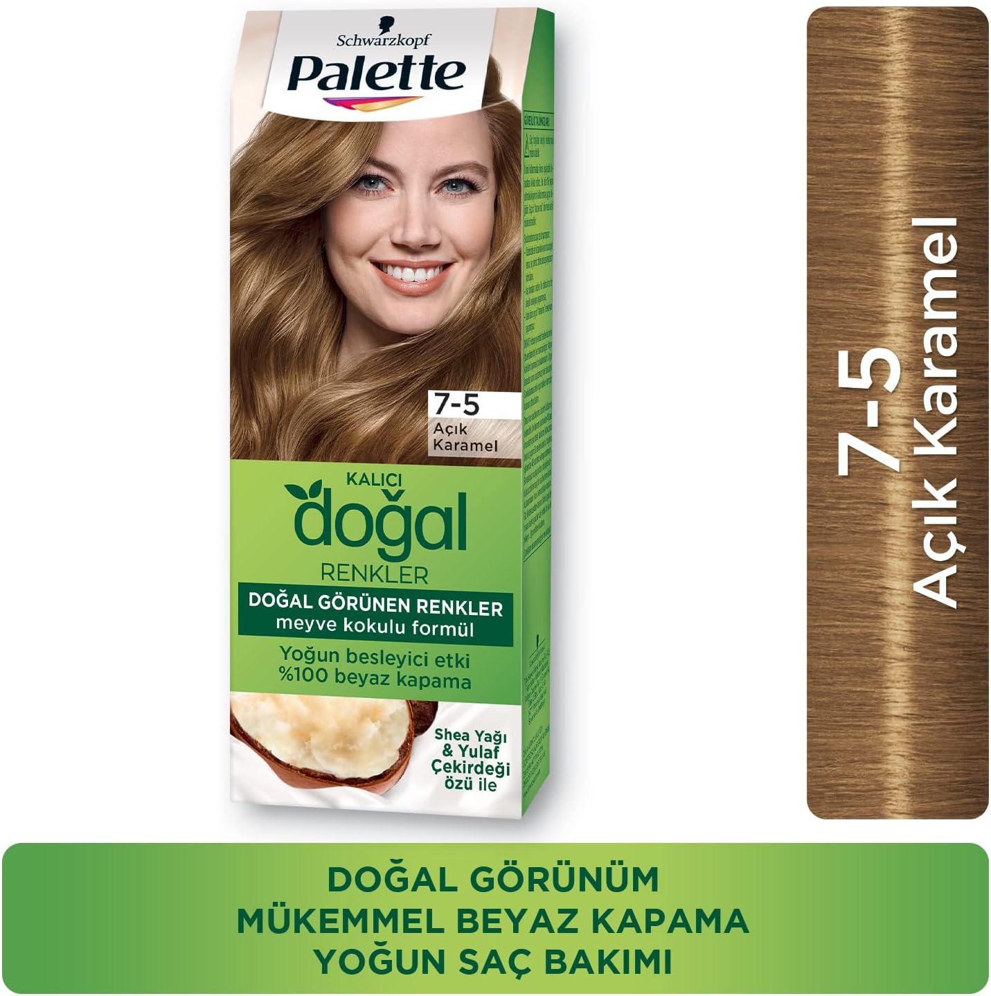 Kalıcı Doğal Renkler 7.5 Açık Karamel Saç Boyası