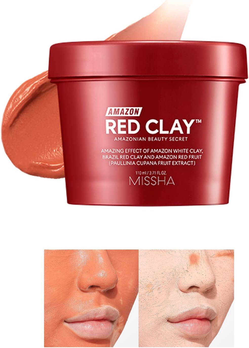 Gözenekli Ciltler İçin Amazon Kili Maskesi 110ML Amazon Red Clay Pore Mask
