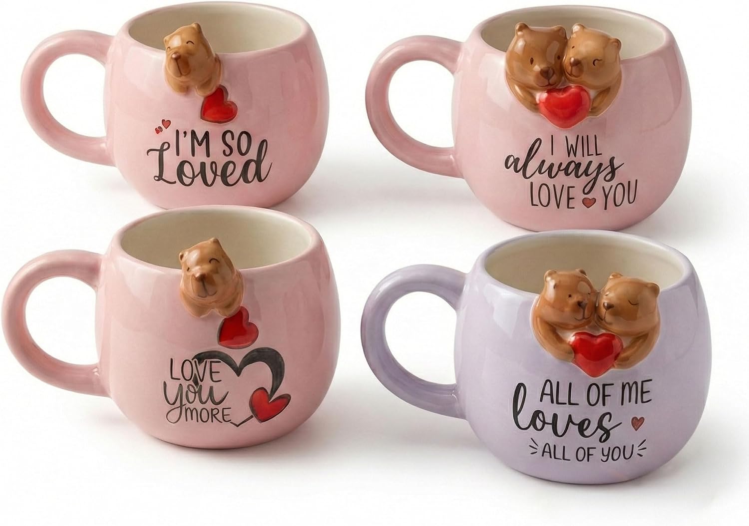 3D Sarkan Capybara Figürlü Porselen Kupa - 420 ml Büyük Boy Kaliteli Porselen Bardak - 4 Farklı Modelden Biri (Sürpriz/Asorti) - Sevimli Hayvanlı Hediyelik Mug
