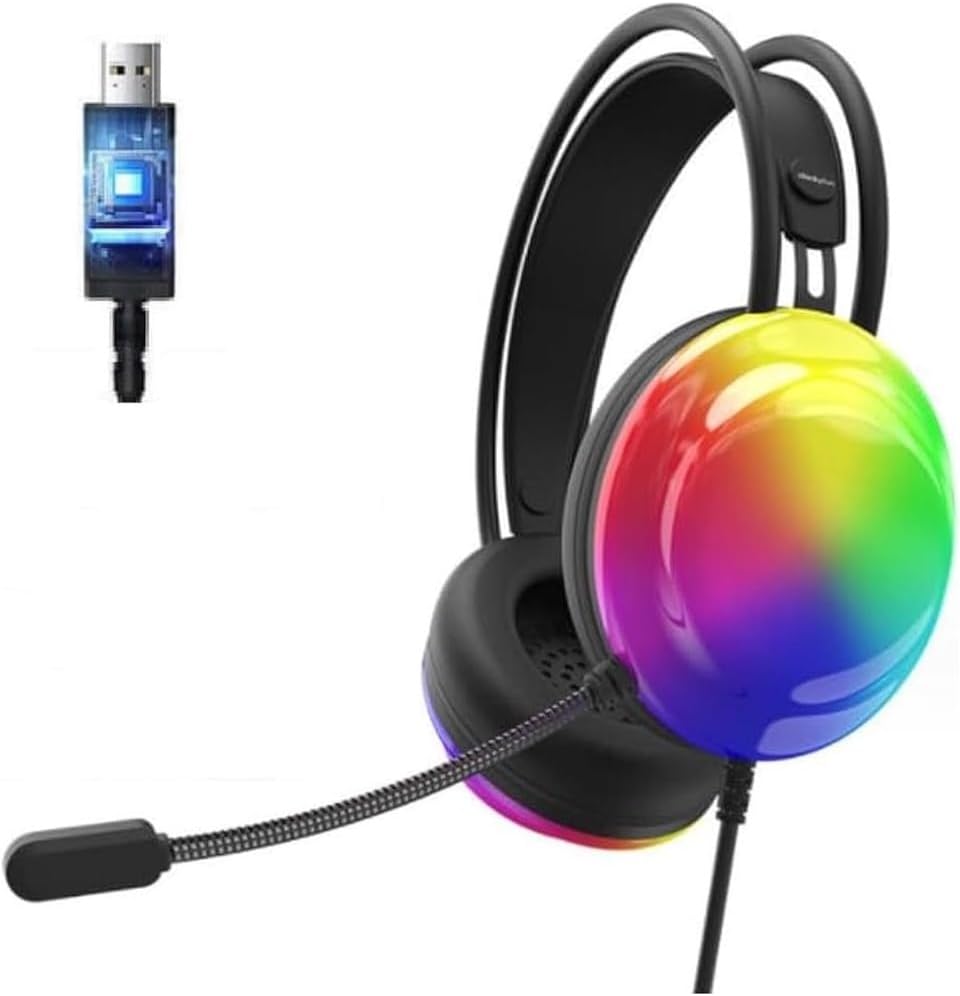 Thinkplus G30B Siyah RGB Oyuncu Kulaklığı,Gaming,7.1 Surround,Işıklı,Kulak Üstü Kulaklık