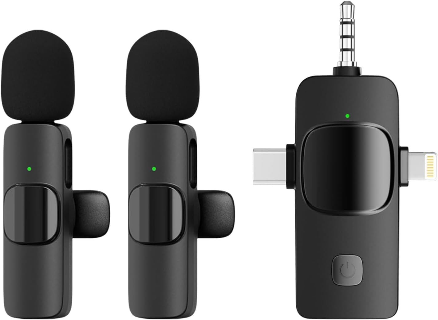 Kablosuz İkili Yaka Mikrofonu iPhone ile Uyumlu 3.5mm Aux iPhone Type-C PC Tablet Video Kayıt Röportaj Canlı Yayın Vlog Kablosuz Mikrofon USB C ve Amfi ve Bilgisayar Uyumlu ZR564