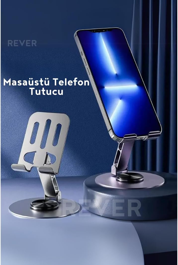 Masaüstü Telefon Tutucu Metal Katlanabilir 360° Ayarlanabilir Yükseklik ve Açı Ayarlı