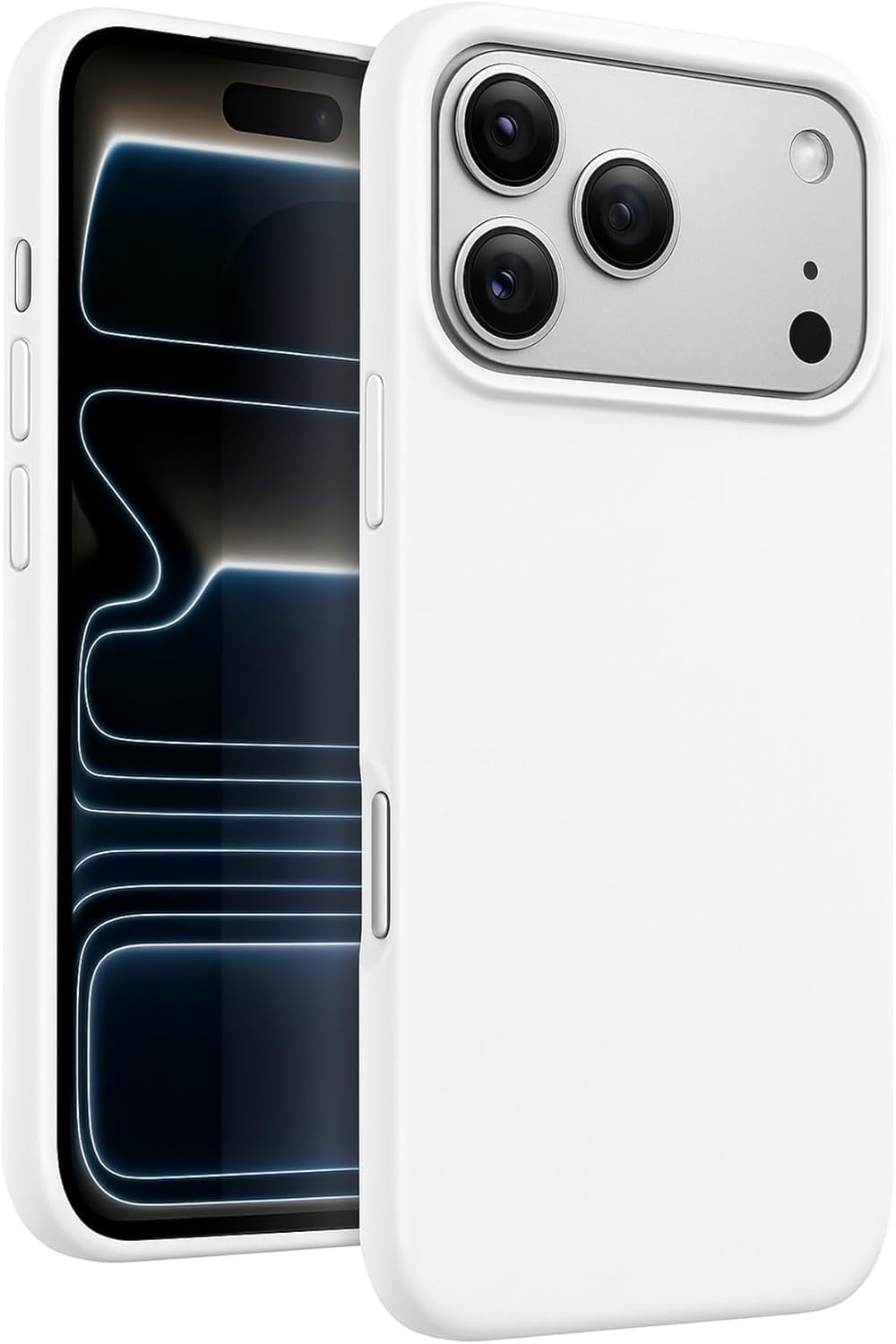 iPhone 17 Pro Max İle Uyumlu Lansman Kılıf İnce Sıvı Silikon 3 Katmanlı Tam Kaplamalı Yumuşak Jel Kauçuk Telefon Kılıfı (Beyaz)