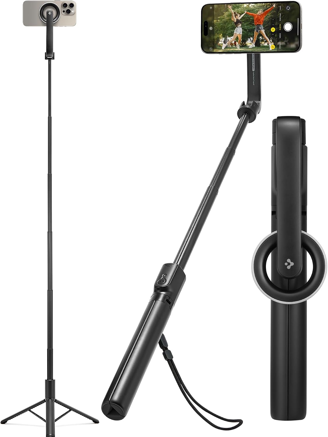 Kablosuz Bluetooth Selfie Çubuğu MagSafe ile Uyumlu Uzaktan Kumandalı Tripod / 1.2 Metre Kolay Taşınabilir Mag Fit S580W Siyah - AMP07659