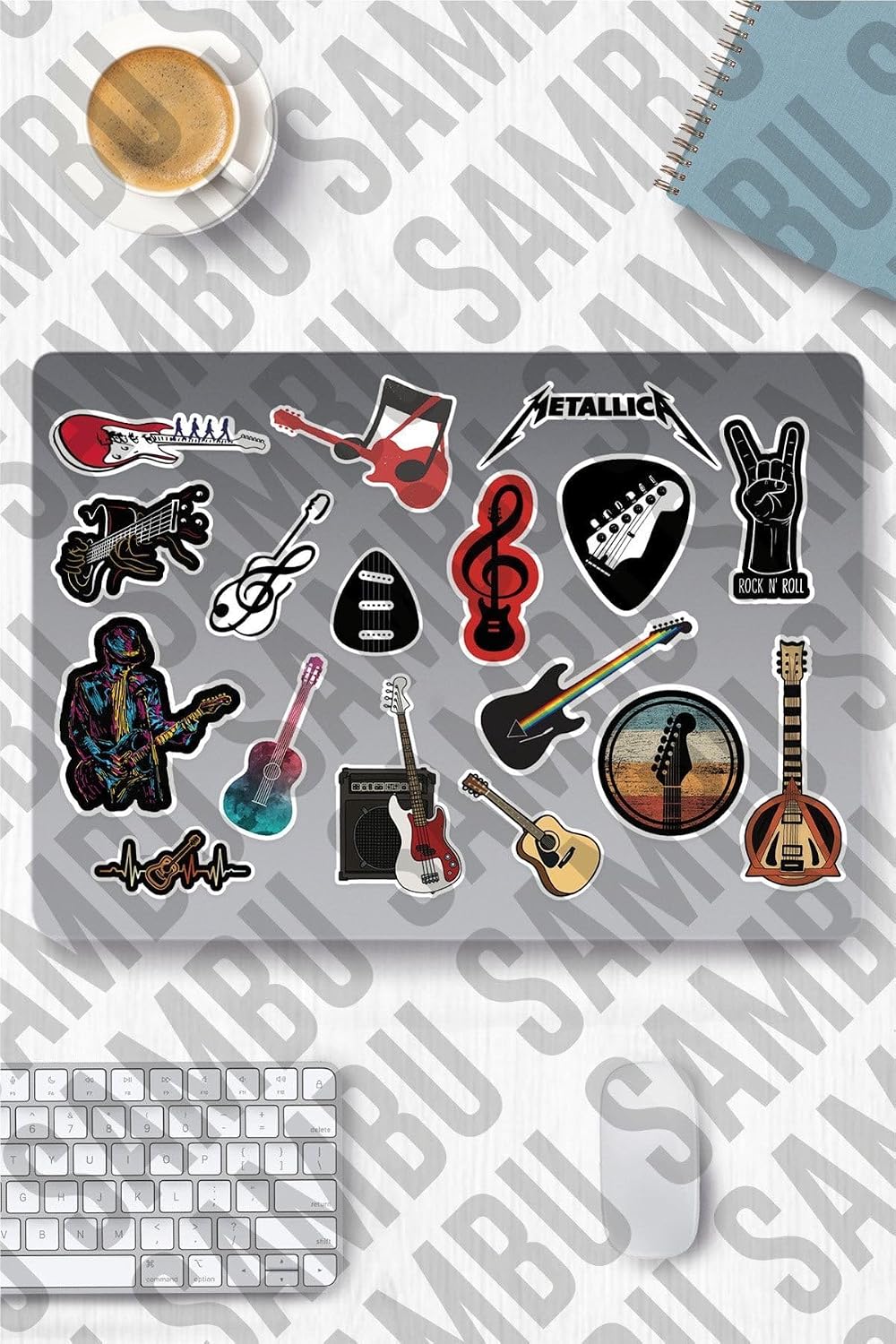Gitar Temalı Sticker Etiket Seti - Guitar Sticker - Laptop Notebook Telefon