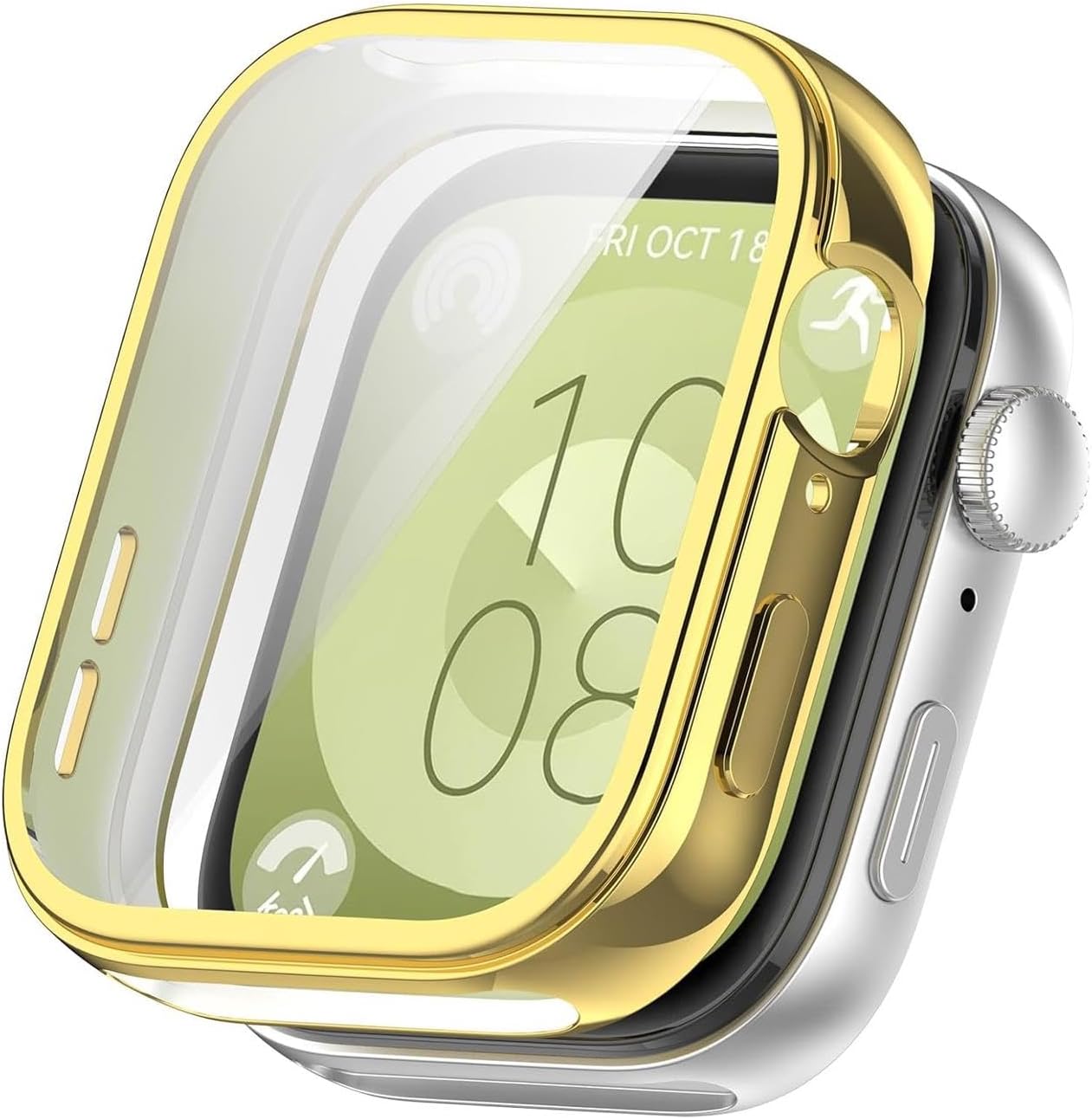 Huawei Watch Fit 3 için Kılıf 360 Full Round Soft Silicone Gold [Watch Fit 3 ile Uyumlu Kılıf - Gold]