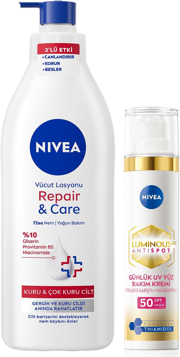 Repair&Care Nemlendirici Vücut Losyonu 400ml ve SPF50 Luminous630 Leke Karşıtı Gündüz Yüz Kremi 40ml
