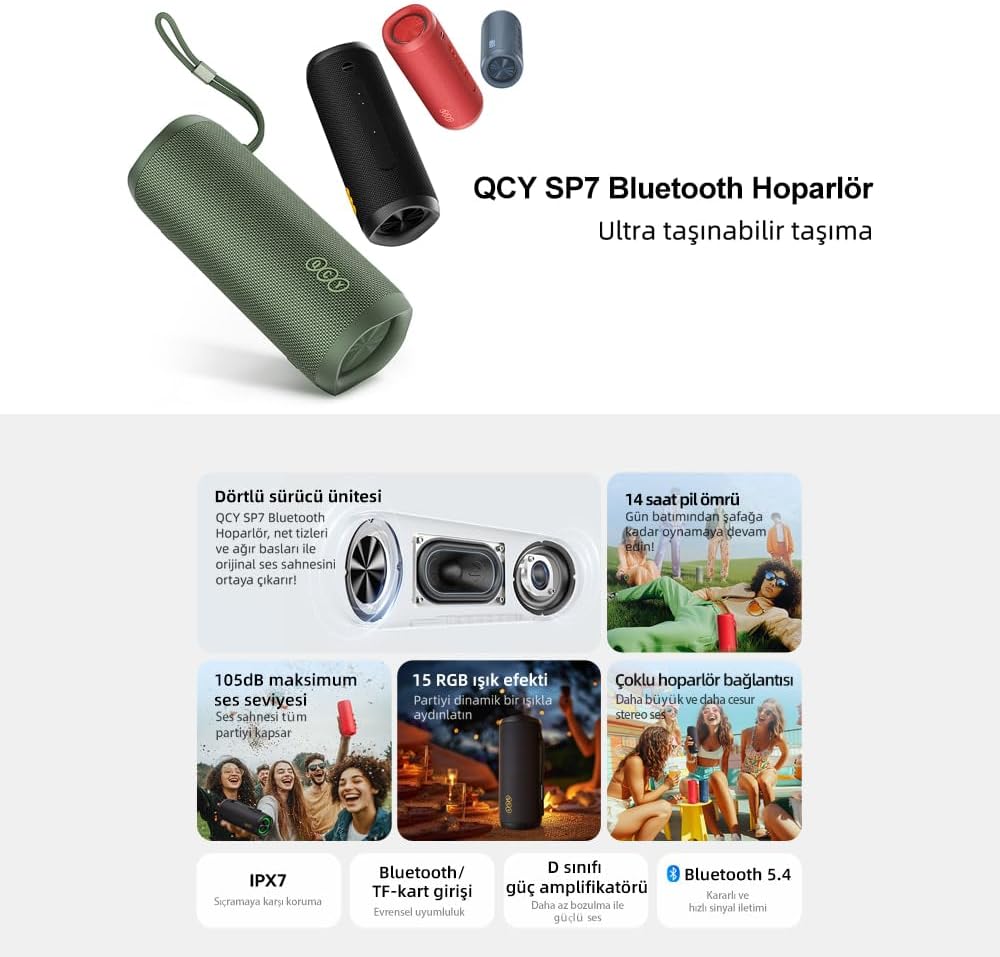 SP7 RGB Bluetooth Hoparlör Mavi