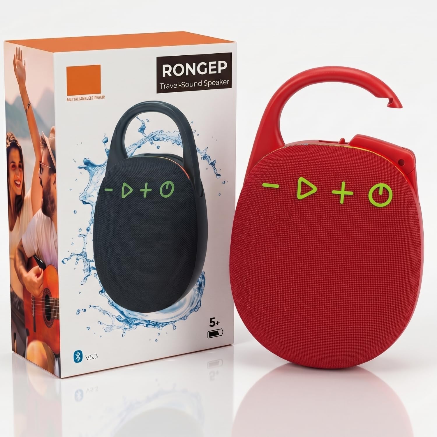 [Travel-Sound] Taşınabilir Bluetooth Hoparlör V5.3 Önü Kumaş Kaplı TFT/AUX/USB Destekli RGB Işıklı IPX6 Su Sıçramalarına Dayanıklı Type-C Şarjlı Kablosuz Speaker (Kırmızı)