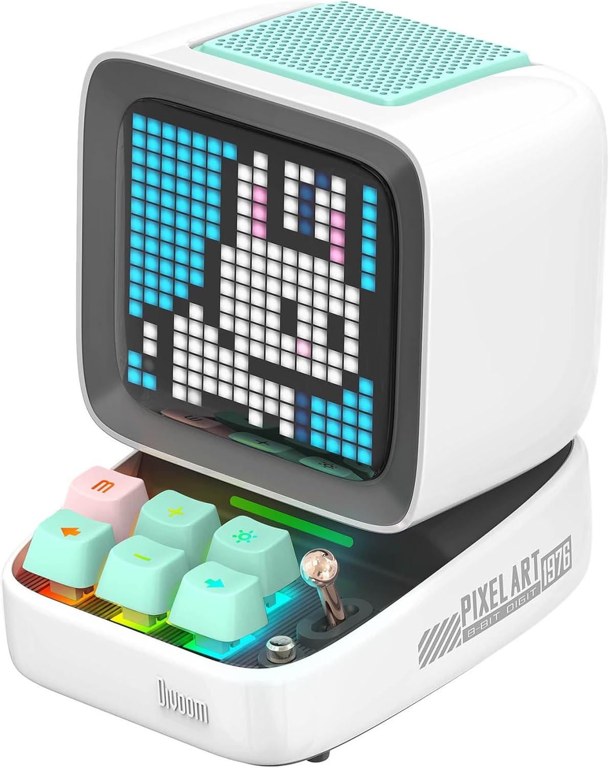 Ditoo Pixel Art Taşınabilir Bluetooth Hoparlör, 256 Led Uygulama Kontrollü Ekran, Mekanik RGB Klavye, Oyunlar, Alarmlar ile Kablosuz Yüksek Sesli Hoparlör, Beyaz