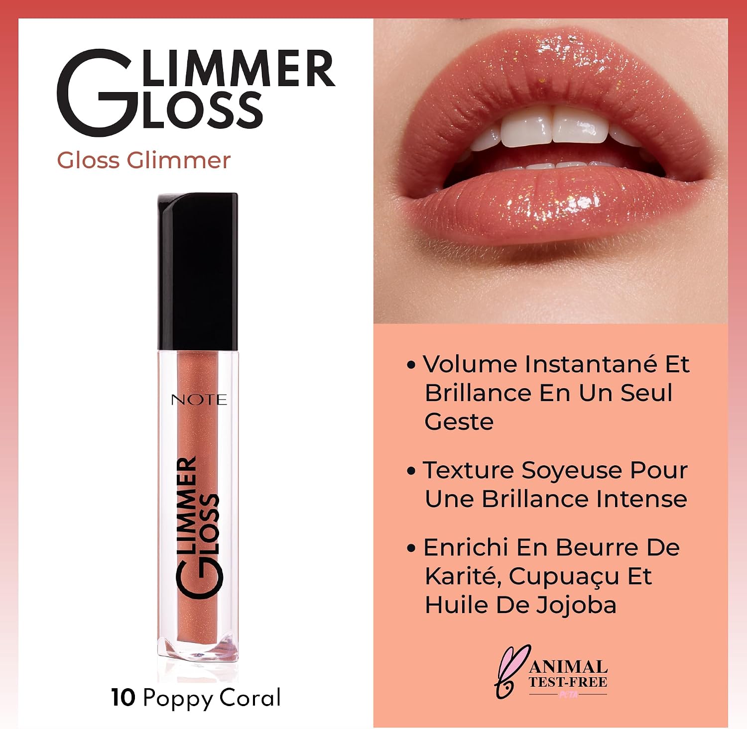 Cosmetics Glimmer Gloss Işıltılı Nemlendirici Dudak Parlatıcısı - 10 Poppy Coral