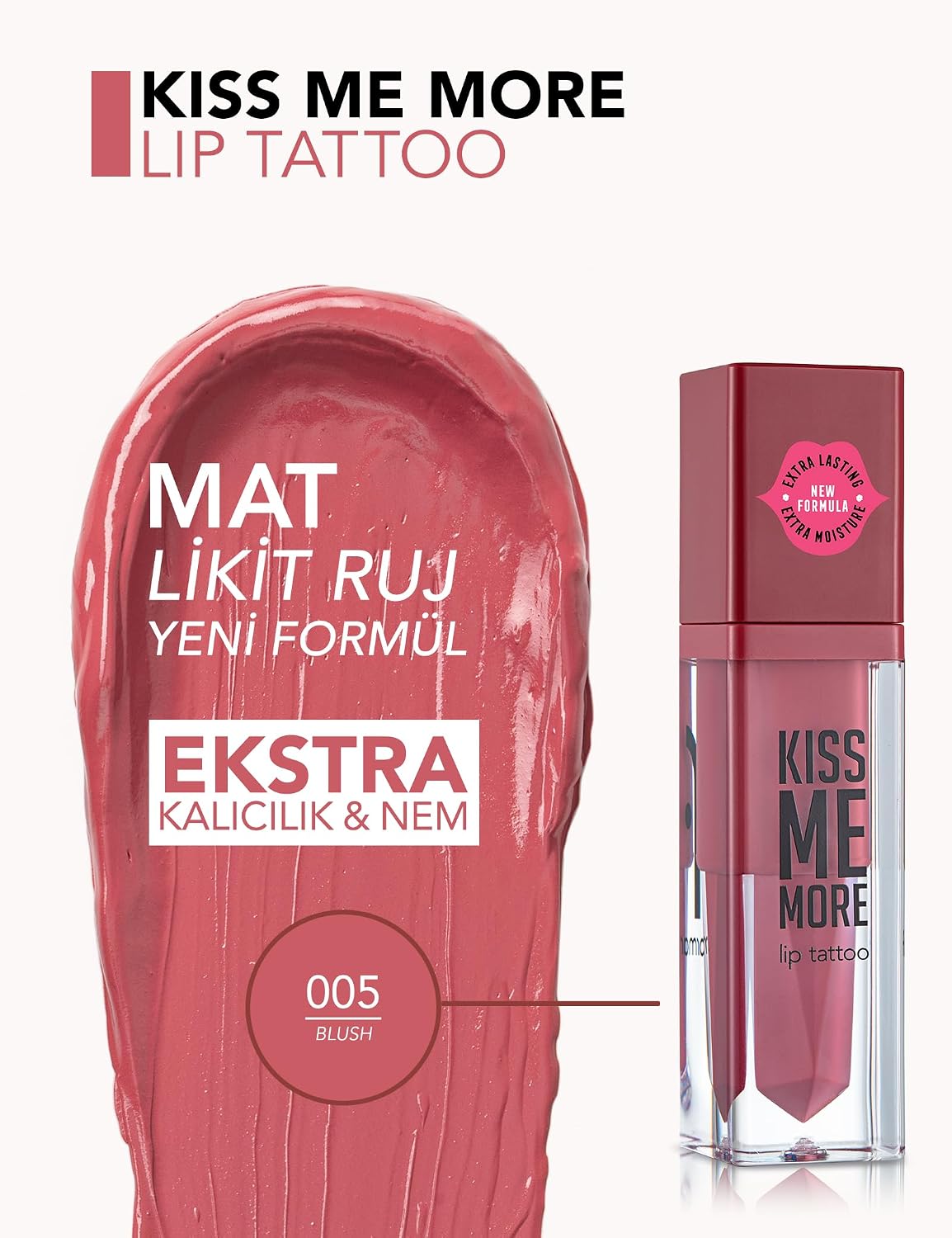 Kiss Me More Yüksek Pigmentli & Mat Bitişli Nemlendirici Likit Ruj