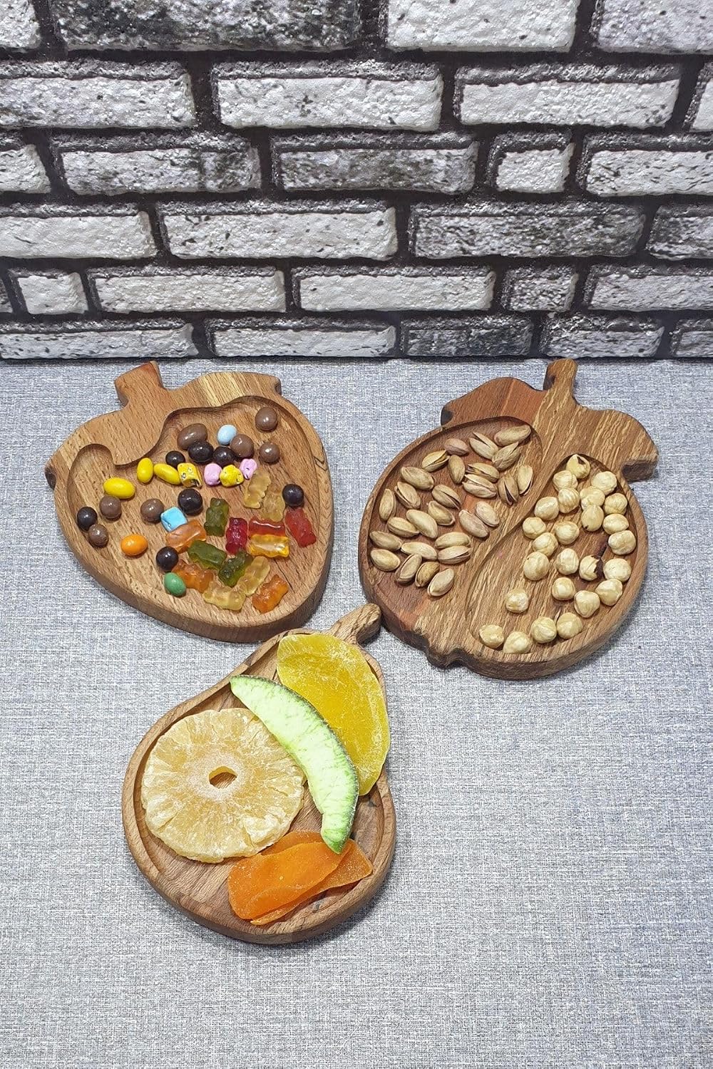 Ahşap Elma Çilek Armut Kay?N Çerezlik-Kahvaltılık Ve Servis- Sunum Taba?? Kz1046