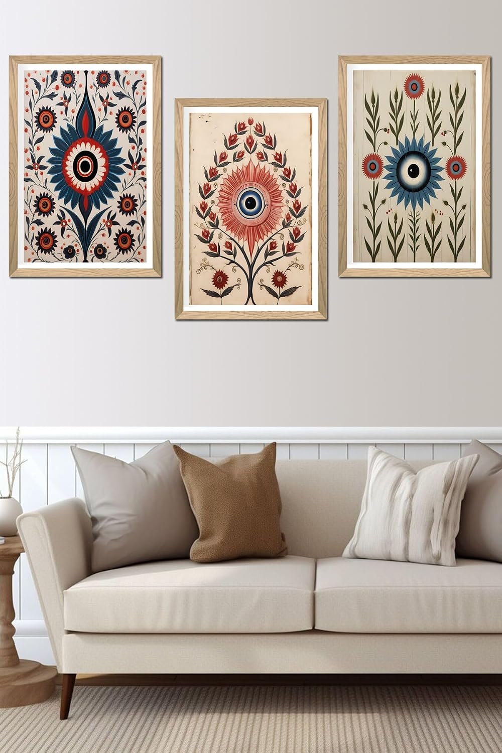 3 Parça Ahşap Çerçeve Görünümlü Mukavva Poster Tablo Seti Set 03, 15 x 20