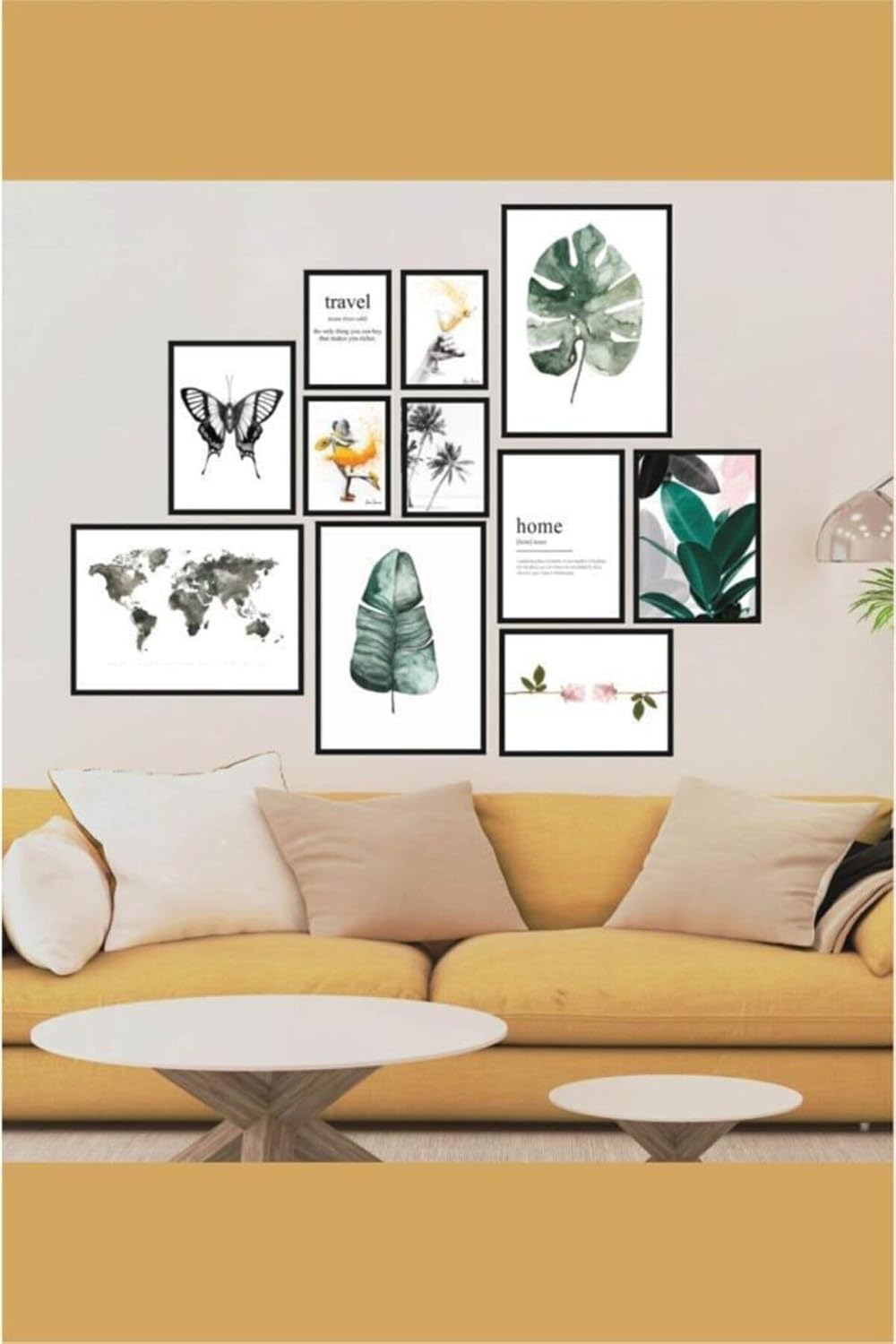 11 Parça Dekoratif Mdf Tablo Seti Çerçeve Görünümlü DEKOLIADKR102