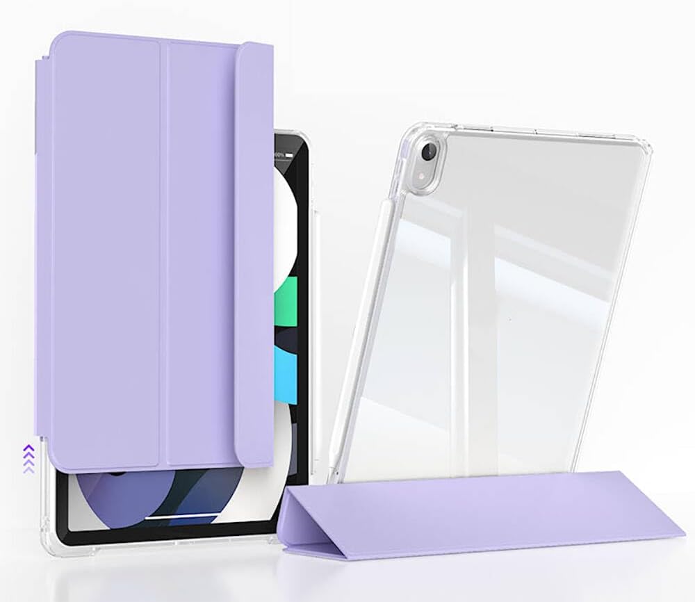 Apple iPad Air 13 2025 M3 Kılıf Magnetik Ayrılabilen Airbagli Zore Sliding Tablet Kılıfı – Akıllı Uyandırma, Darbe Koruma, Apple Pencil Tutucu (Lavender)