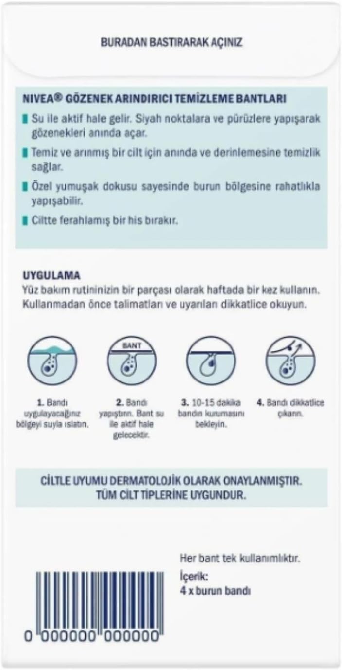 Siyah Nokta Temizleyici Burun T-Bant, Gözenek Arındırıcı, Derinlemesine Temizlik, Limon Özü, 4 Adet