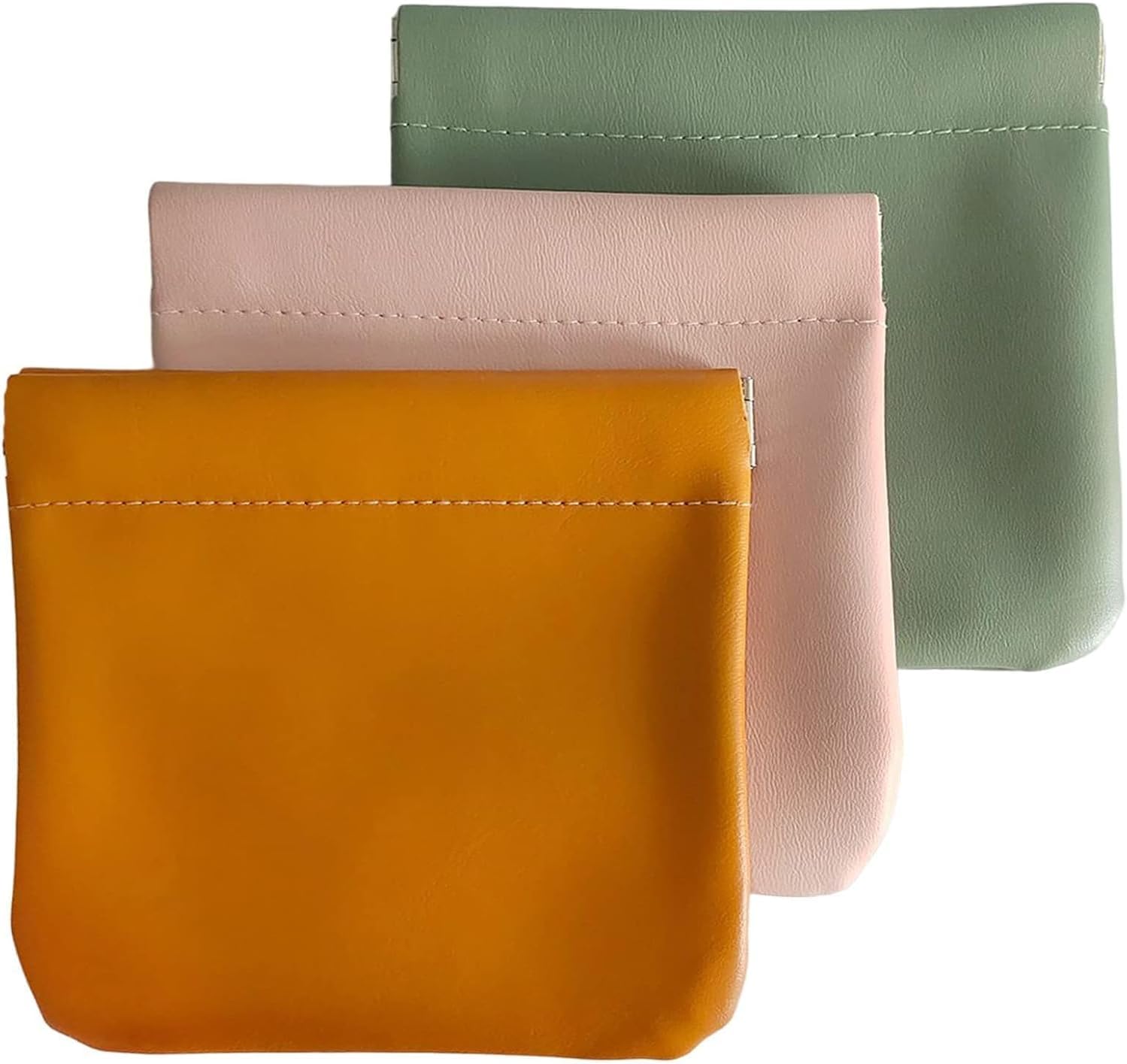 Çanta için makyaj çantası, 3 adet su geçirmez fermuarsız kendiliğinden kapanan küçük makyaj çantası, çanta için taşınabilir yumuşak pürüzsüz pouch, PU deri sıkmalı kozmetik çantaları kadınlar