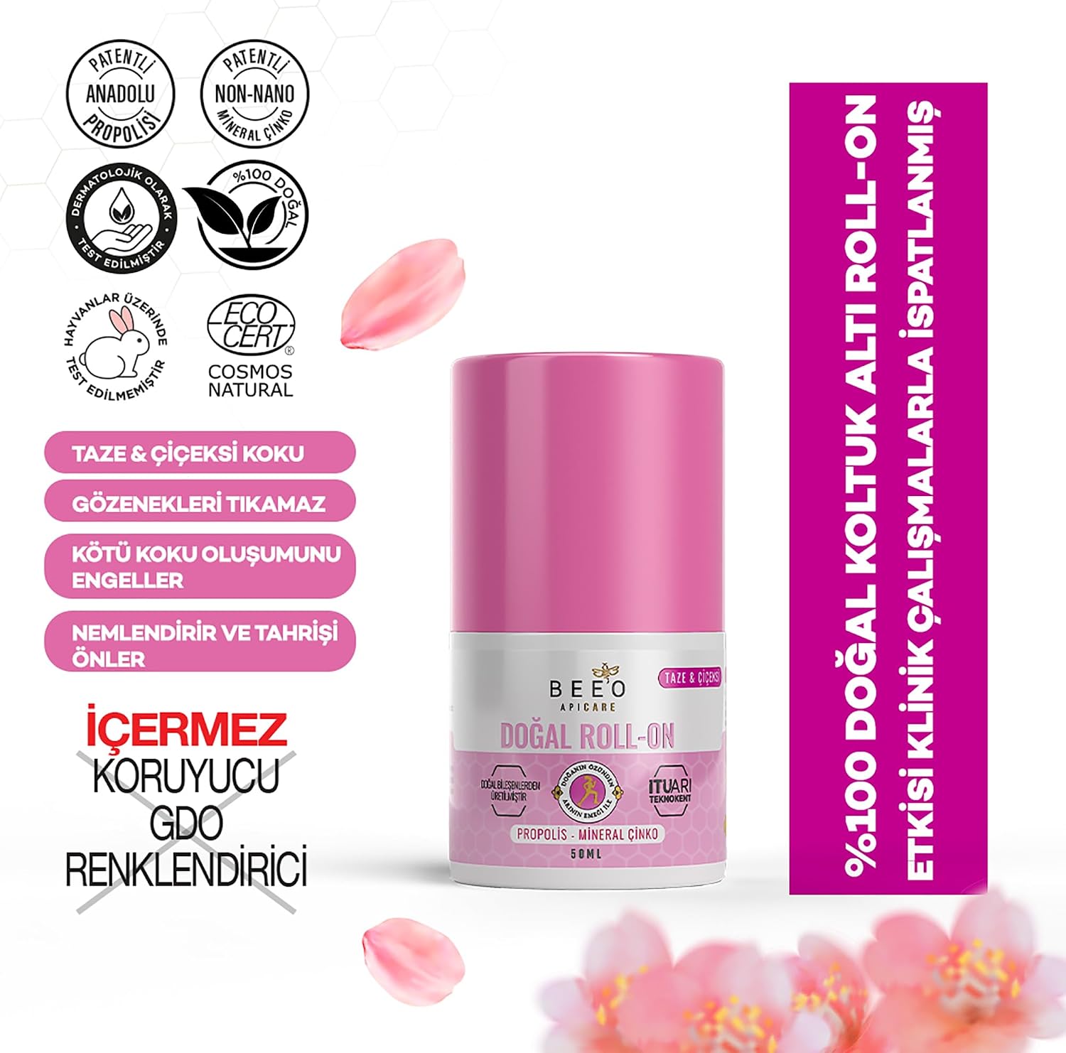 Bee'o ApiCare Propolisli Roll-On Deo Kadın, 50 ml