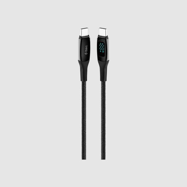 AlumiCable LCD USB-C – USB-C 100W PD/QC 150cm Hızlı Şarj/Data Kablosu,Siyah 2DK57