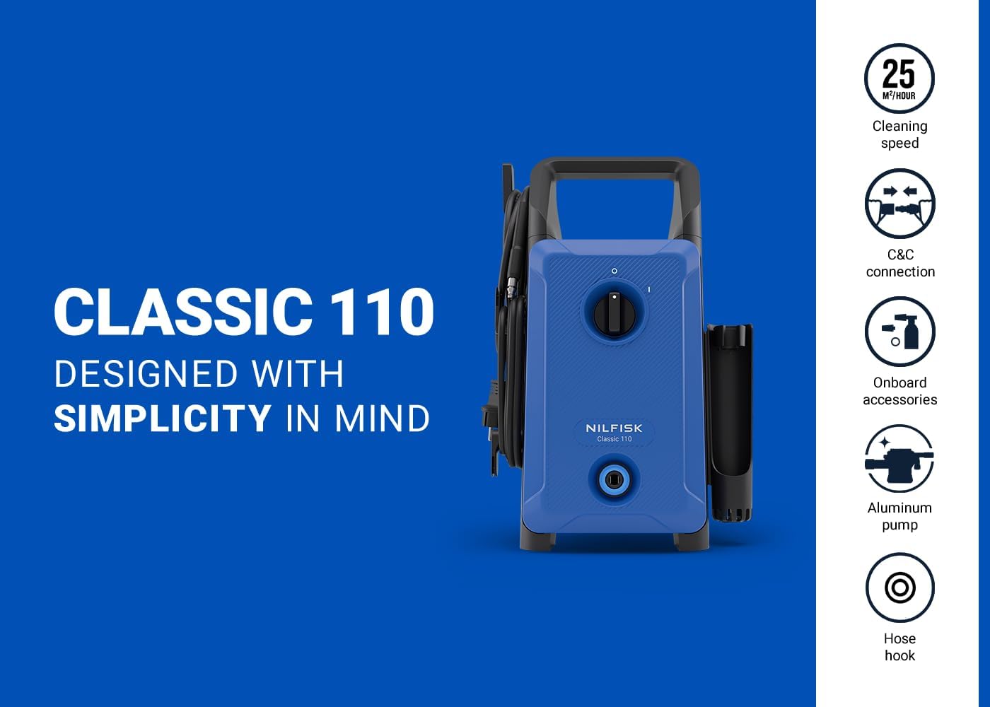 Classic Yüksek Basınçlı Yıkama Makinesi 110 Bar - Teraslar, Arabalar ve Dış Mekan Temizliği İçin Kullanımı Kolay (1400 W)