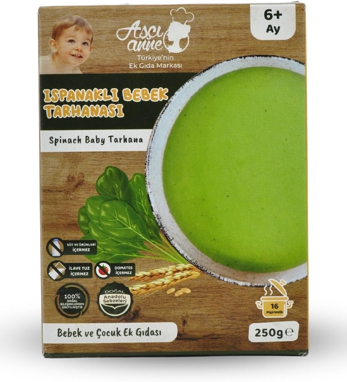 Aşçı Anne Ispanaklı Bebek Tarhanası - Süt Alerjik - 6+ Ay - 250G