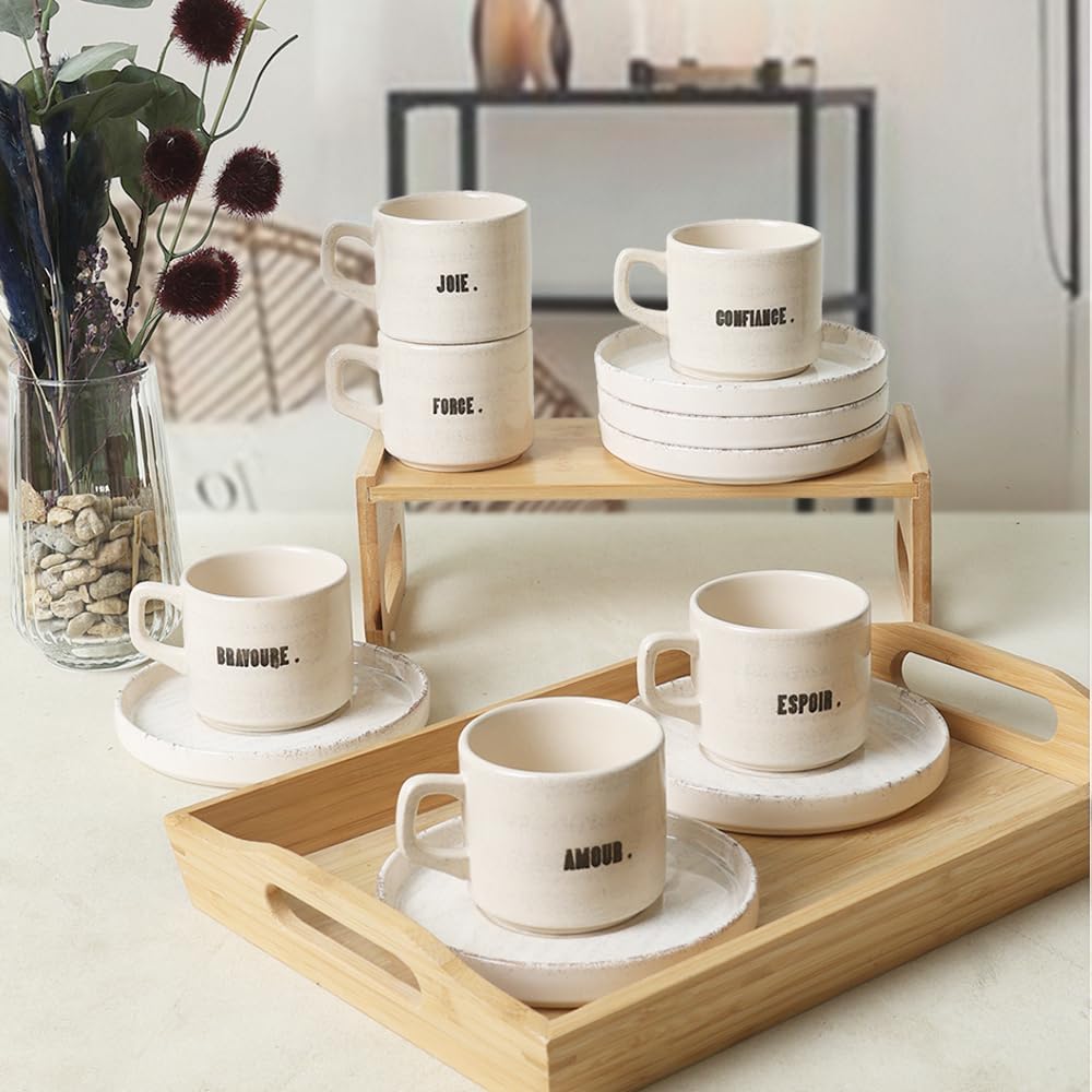Deep Collection Mottolu Stackable Çay Takımı 12 Parça 6 Kişilik 22650-55