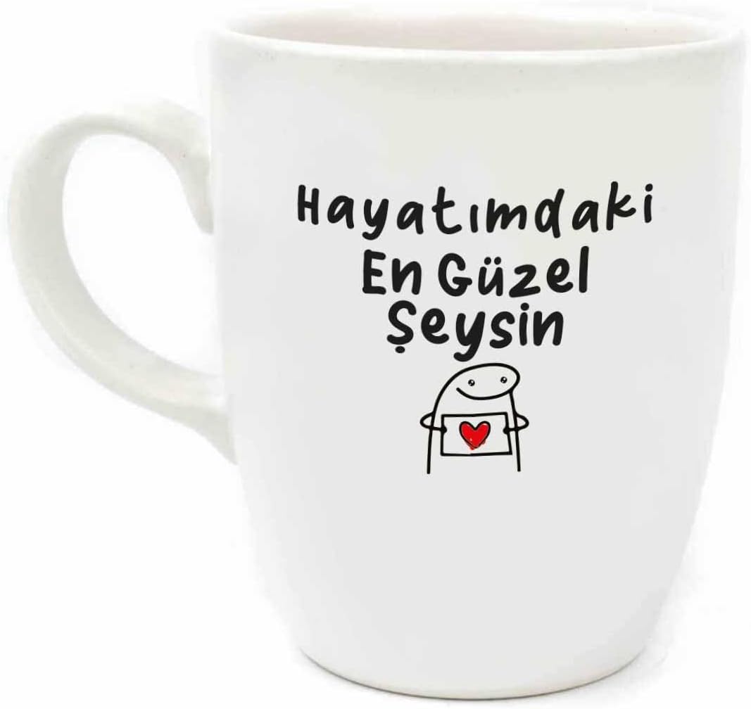 Hayatımdaki En Güzel Şeysin Krem Oval Kupa - Hediyelik Kupa Fincan Mug