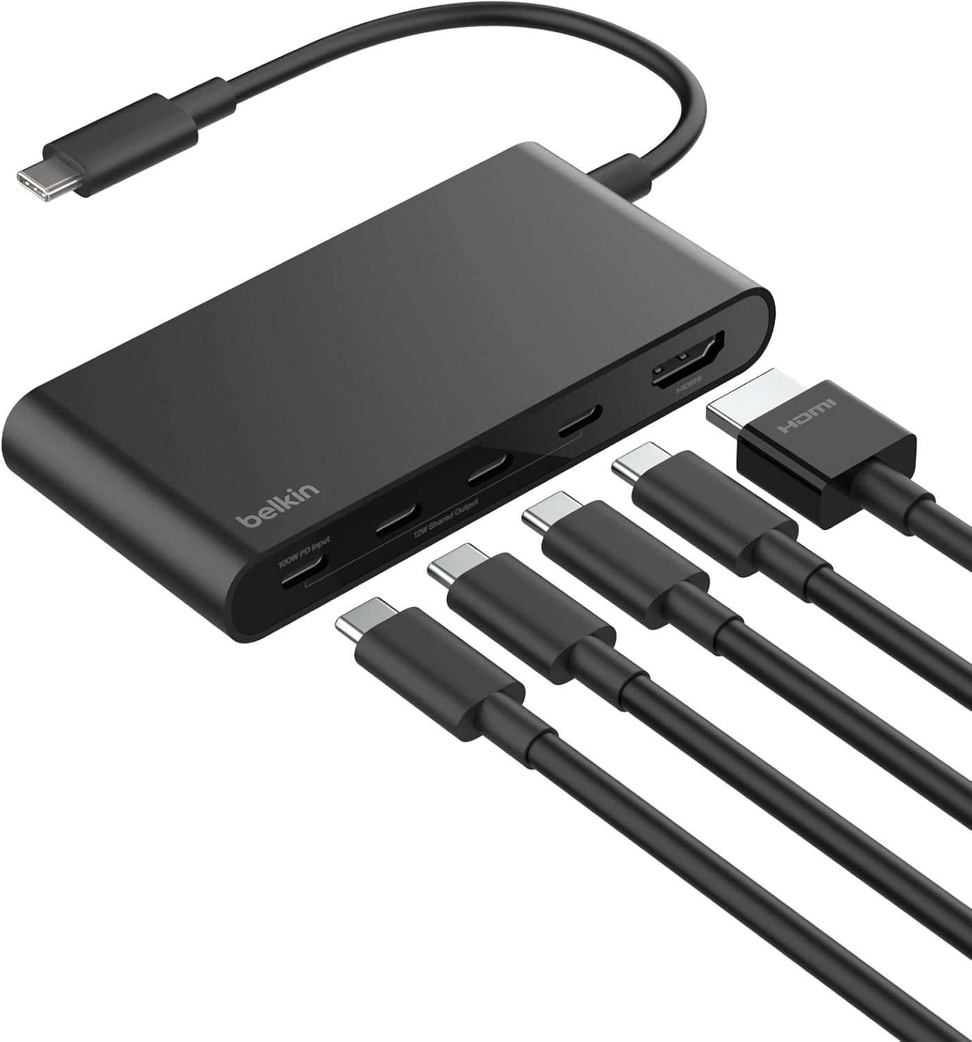 USB-C Hub, 5 Portlu Hub, 4K HDMI Görüntüleme, 60Hz, 100W Güç Dağıtımı, 10 Gbps Hızlı Veri Aktarımı, USB-C Çoklu Bağlantı Noktalı Adaptör, MacBook, iPad Pro, Chromebook ve Dahası ile Uyumlu