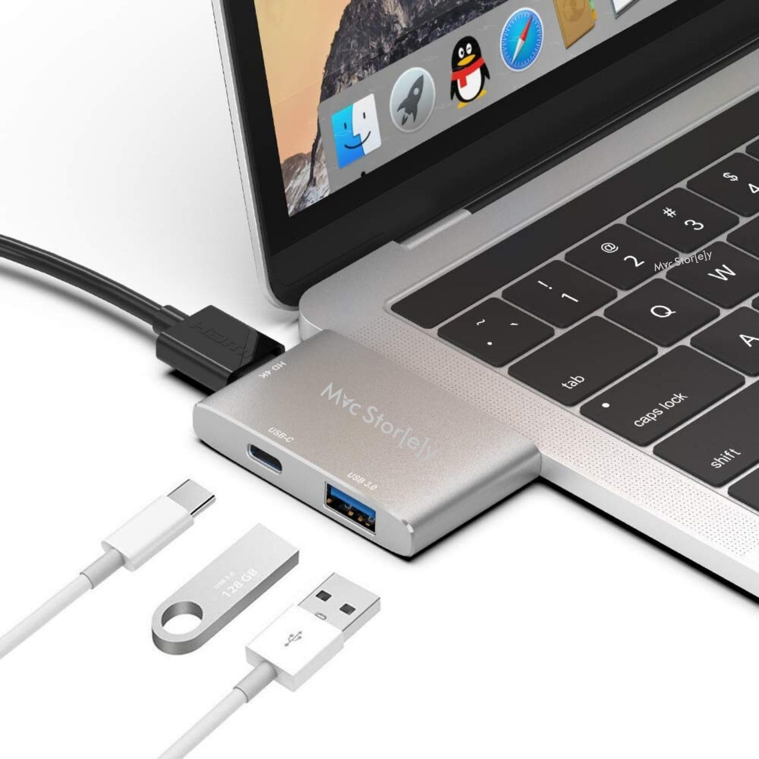 USB-C HDMI Adaptör, MacBook Air ve Pro Uyumlu Dual USB-C Hub, 4K HDMI Görüntü Aktarımı, USB 3.0 5Gbps Veri, 100W PD Şarj Geçişli, Alüminyum Çoklayıcı Gri