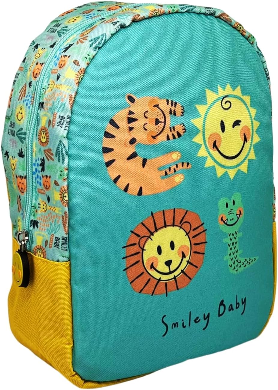 Smiley Baby Lisanslı Sevimli Hayvanlar Desenli Tek Bölmeli Anaokul-Kreş için Polyester Bebek Sırt Çantası