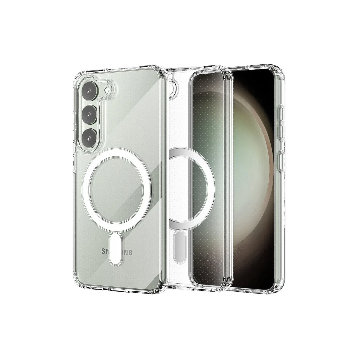 Samsung Galaxy S23 Kılıf Magneticsafe Şeffaf Silikon - Şeffaf