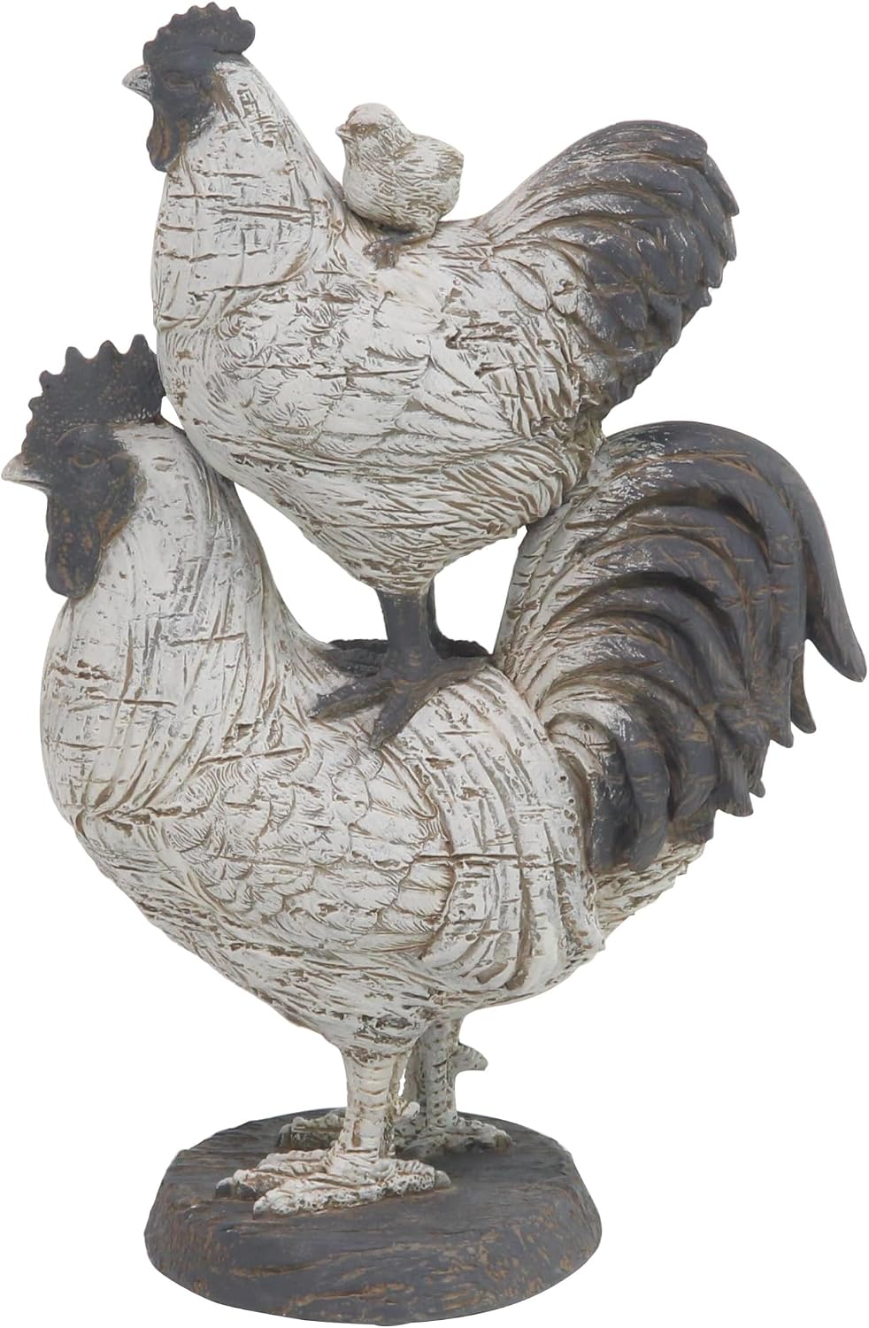 Çiftlik Evi Polystone Horoz Heykel, 8" x 5" x 12", Beyaz