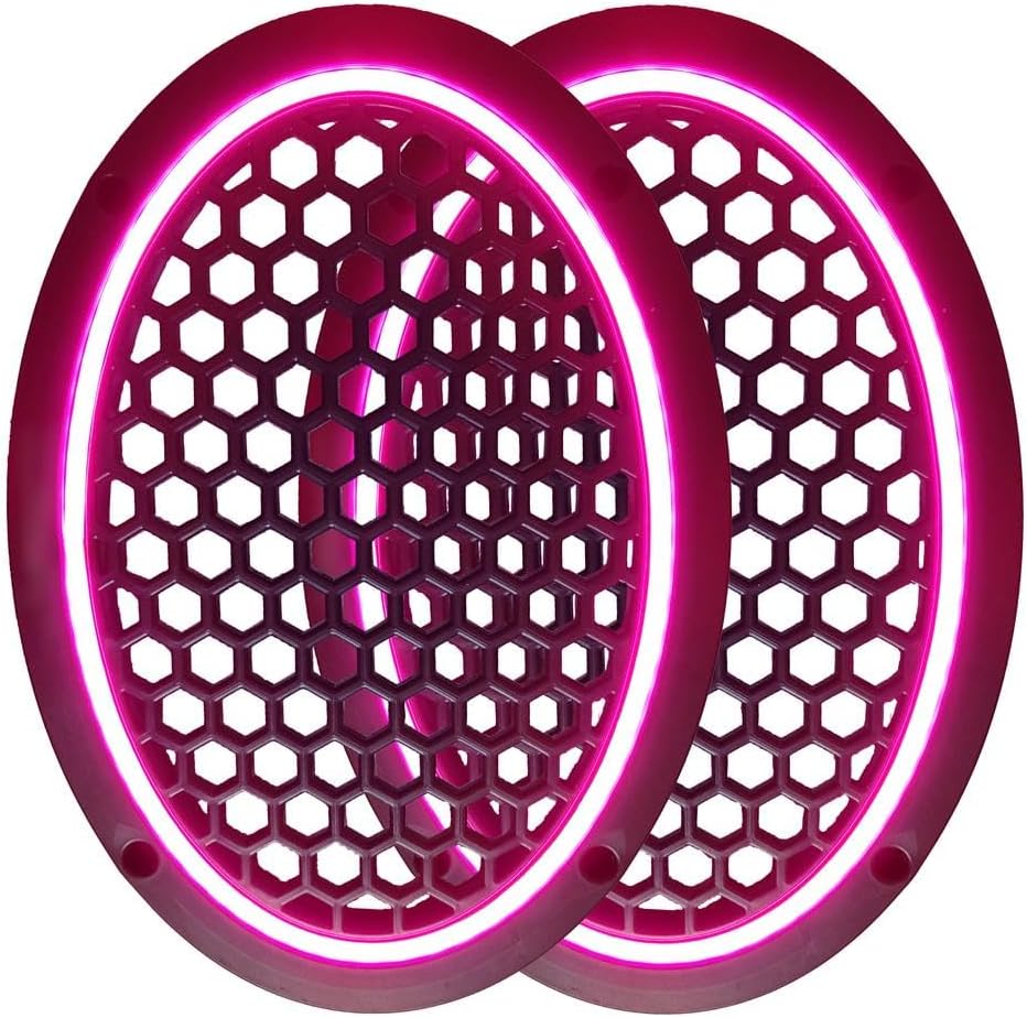 Neon Işıklı (6x9) İnç Kaliteli Plastik Hoparlör Ve Midrange Kapağı - 2 Adet - Pembe