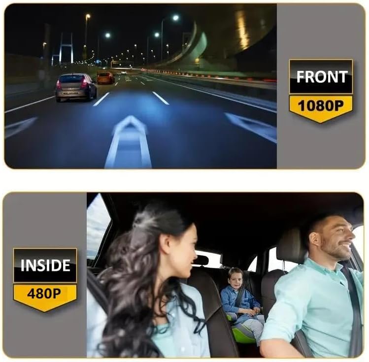 CR55 3.16 inç Ekranlı 1080P Full HD Dikiz Aynası Tipi Çift Kameralı Araç Kamerası – Park Modlu ve G-Sensörlü Araç Kayıt Cihazı