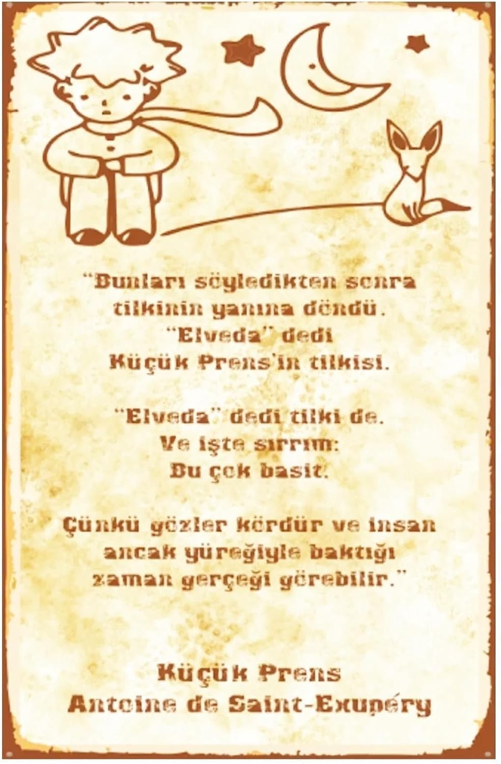 Kuşe Kağıt Duvar Posteri Küçük Prens Retro Vintage Drtr0044