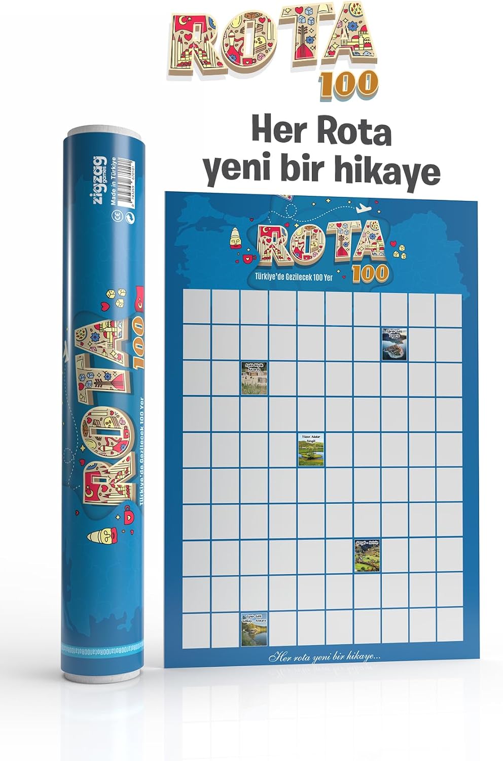Rota 100 Kazı Kazan Poster | Türkiye Gezi Rotası Posteri | Gezginlere Hediye
