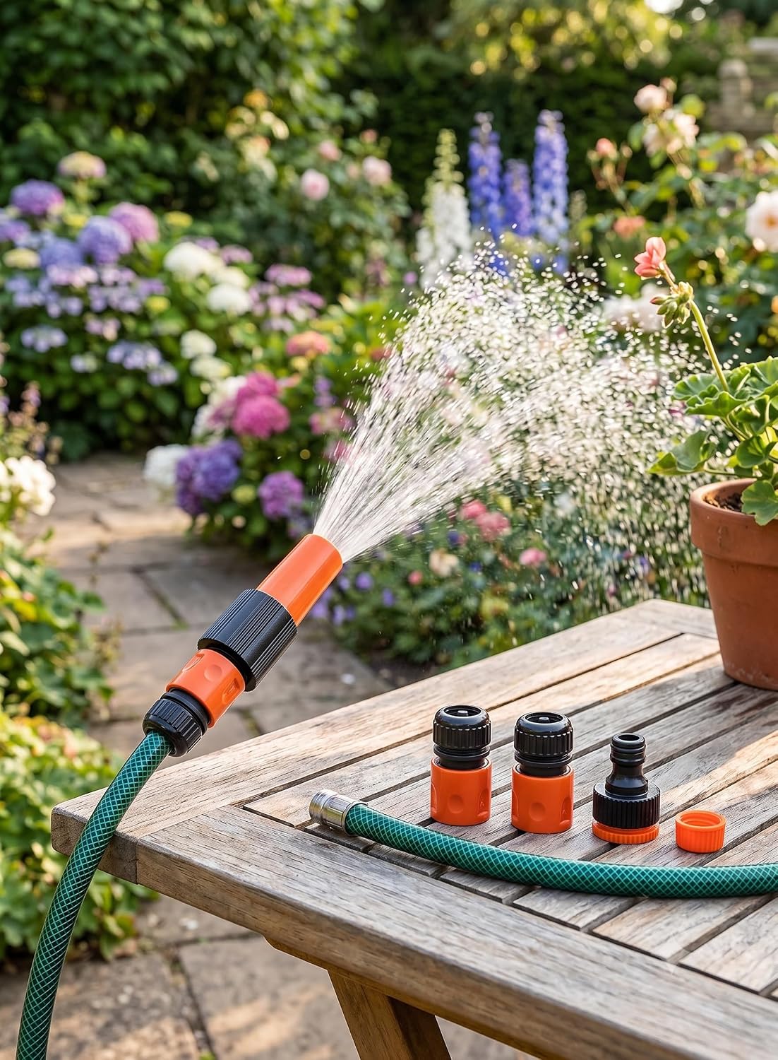 1/2" Hortum Uyumlu 4'lü Ayarlanabilir Sulama Tabancası ve Bağlantı Seti