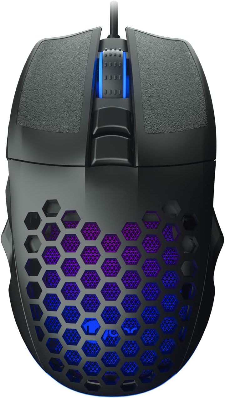 MS107 Kablolu RGB LED Aydınlatmalı 103 gr Ağırlık Terleme Önleyici Malzeme Delikli Tasarım Optik Sensör 3200DPI 7 Tuşlu Oyuncu Mouse Siyah