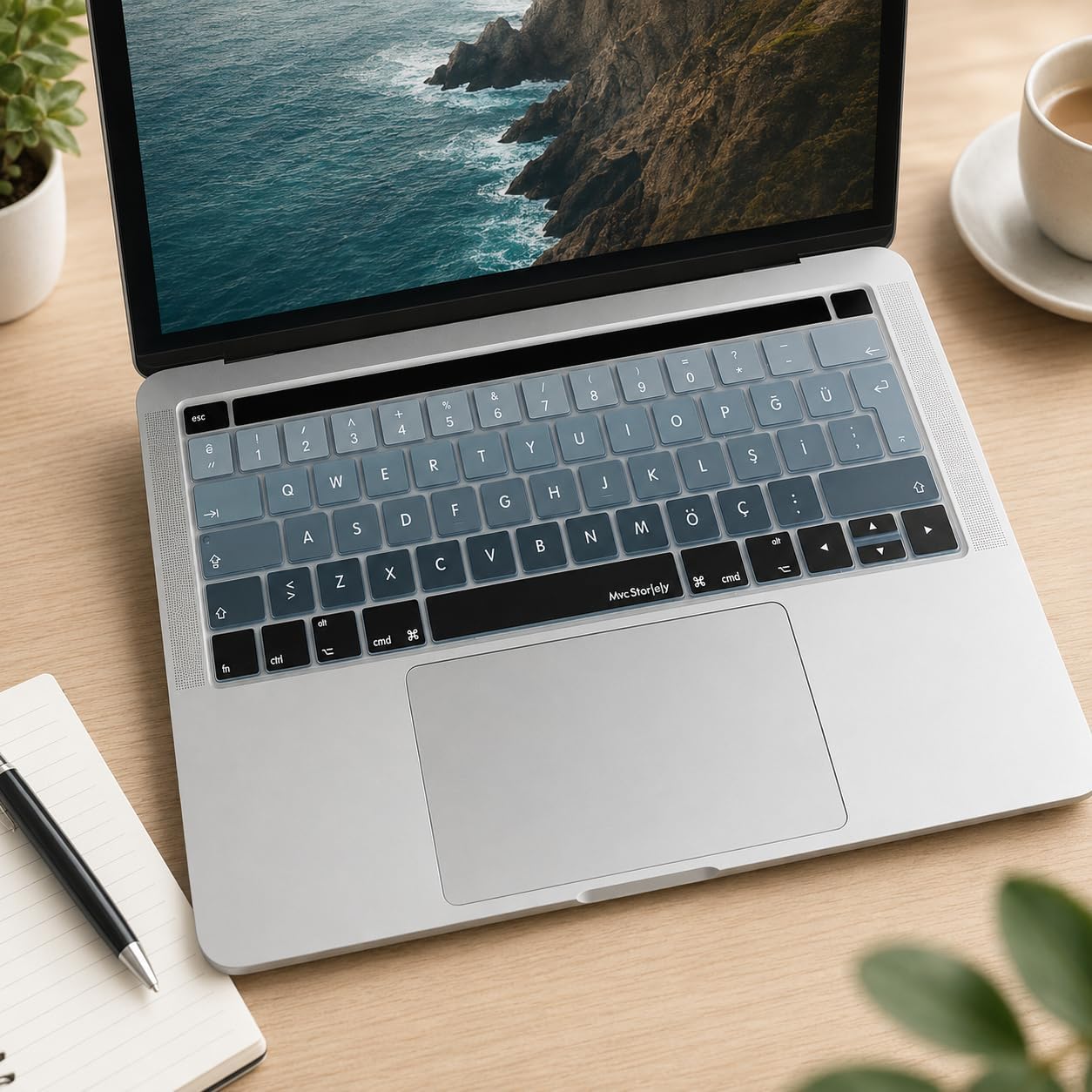 Türkçe Q Klavye Koruyucu MacBook Pro 13 15 Touch Bar Uyumlu A1706 A1989 A2159 A1707 A1990 | UK ISO Ters L Enter | Silikon Keyboard Cover Siyah Gri