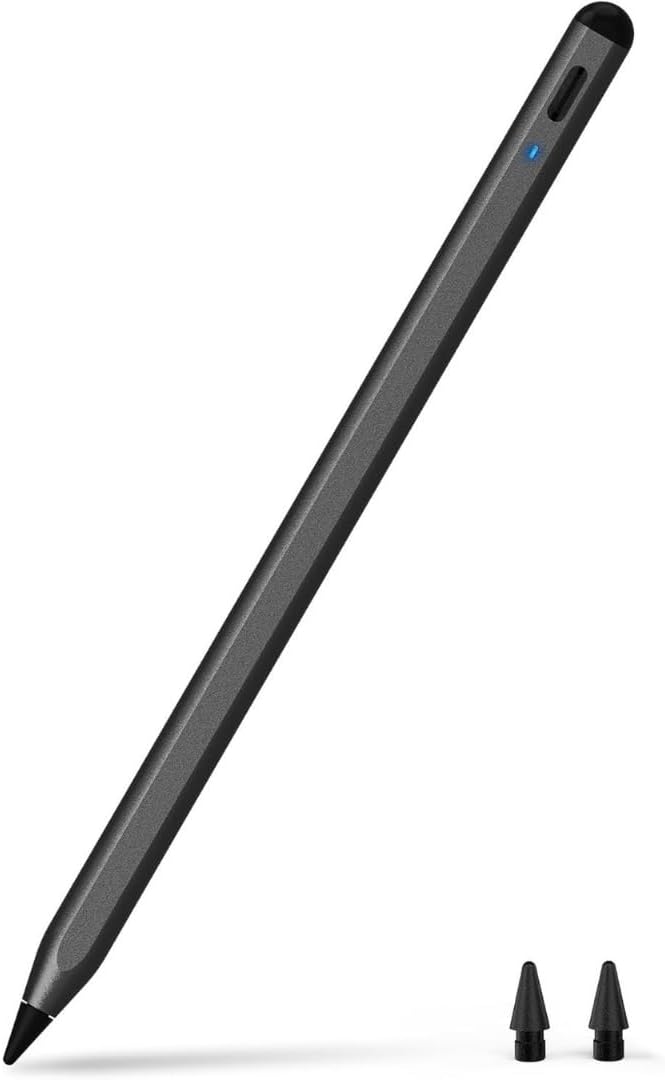 K-2259 iPad Kalemi, Aktif Kapasitif Stylus Kalem, Şarj Edilebilir Dokunmatik Kalem, Hassas ve Değiştirilebilir Uçlu, iPad 2018 ve Sonrası ile Uyumlu