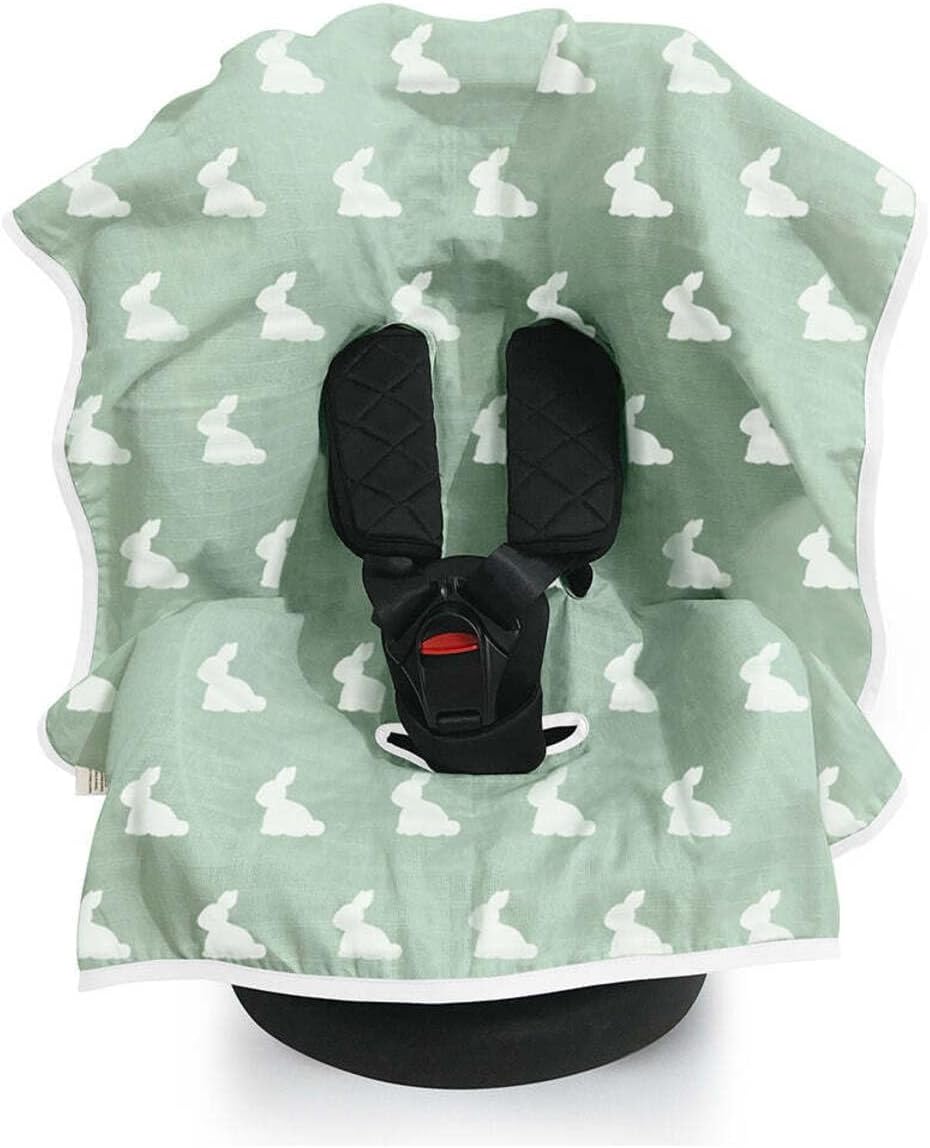 %100 pamuk Müslin Puset & Oto Koltuk Örtüsü - Mono Lapin Matcha Green POKORT-MHG-000STD