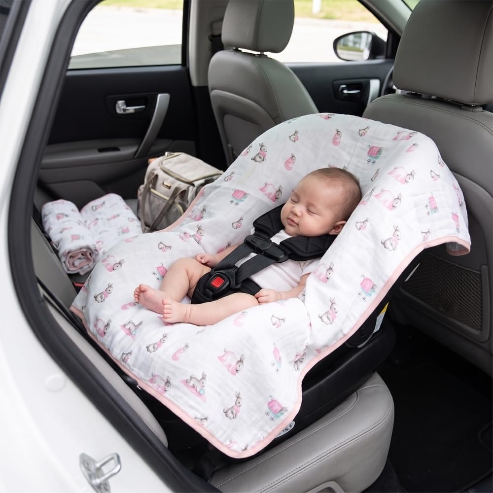 % 100 Pamuk Müslin Puset & Oto Koltuk Örtüsü - Bébé Lapin Rose POKORT-BLR-000STD
