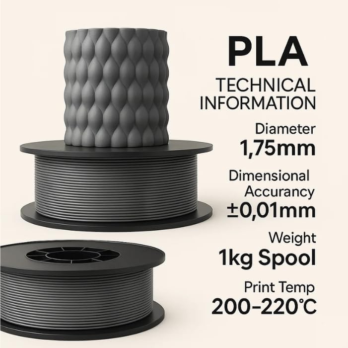 Filetto Pla+ Gri 3D Filament 1.75MM 1kg