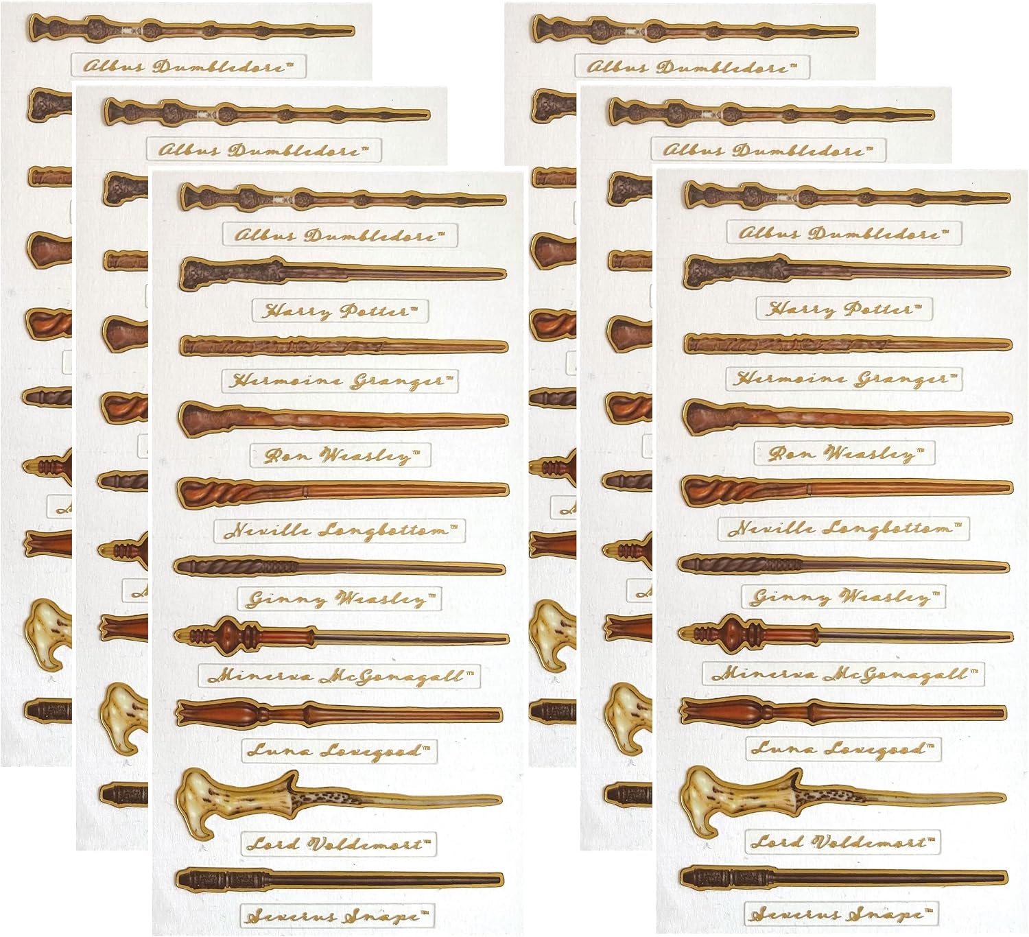 Harry Potter Wands Folyo Çıkartmalar Çoklu Paket (6'lı Paket)